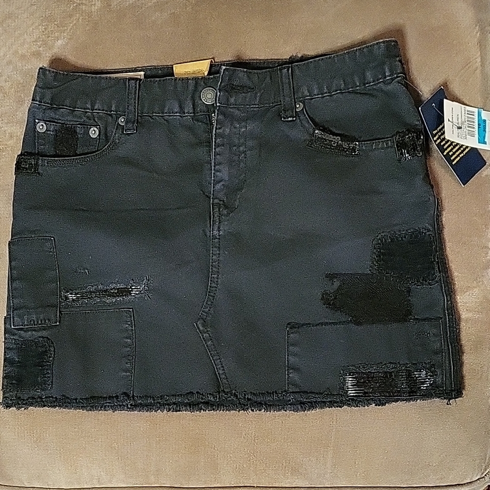 POLO RALPH LAUREN Girls Denim Miniskirt Embellished Sequins Size 16